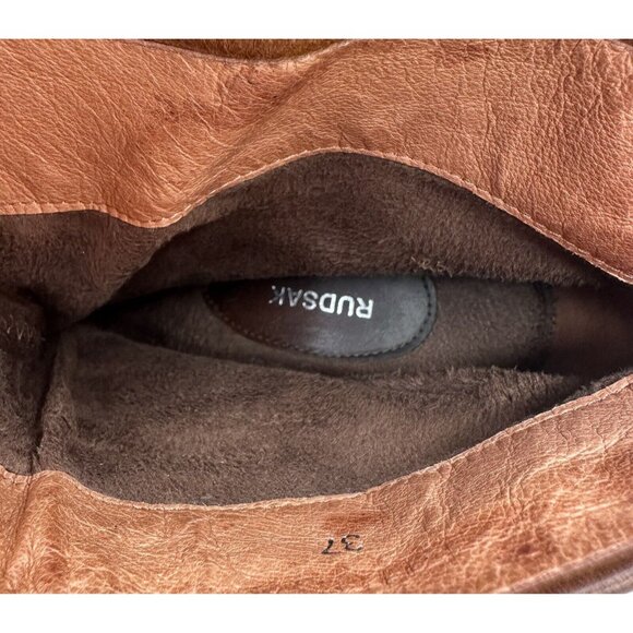 Rudsak Womens Leather Boots Wedge Ankle Strap Buckle Fold Over Brown Size 6.5 - Picture 12 of 14